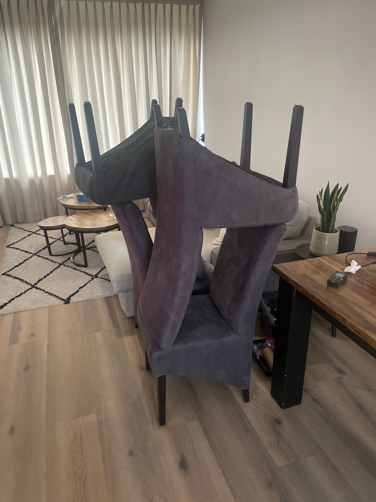 Set van 4 gebruikte eetkamerstoelen, Huis en Inrichting, Ophalen, Gebruikt, Overige kleuren, Vier