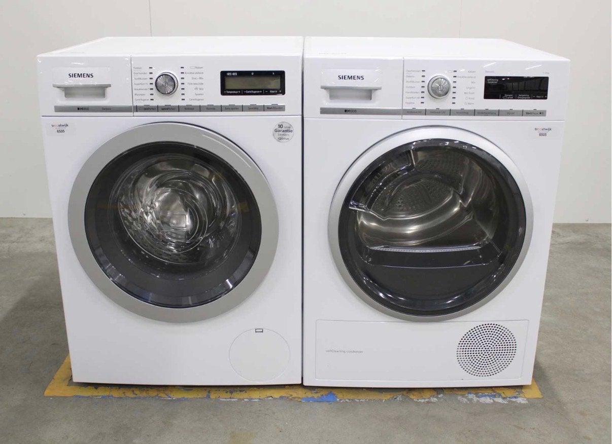 Siemens Wasmachine WM16Y541NL/36 en Droger WT47W560NL Set, Witgoed en Apparatuur, 8 tot 10 kg, Ophalen, Zo goed als nieuw, 85 tot 90 cm