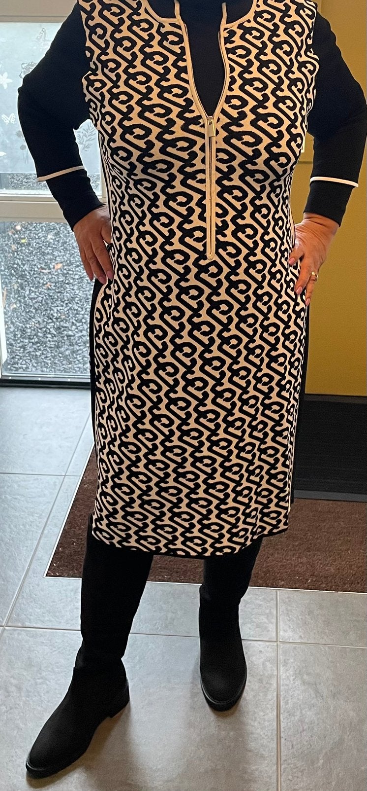 Claudia Sträter japon zwart-wit patroon maat 44, Kleding | Dames, Zwart, Maat 42/44 (L), Ophalen of Verzenden, Zo goed als nieuw