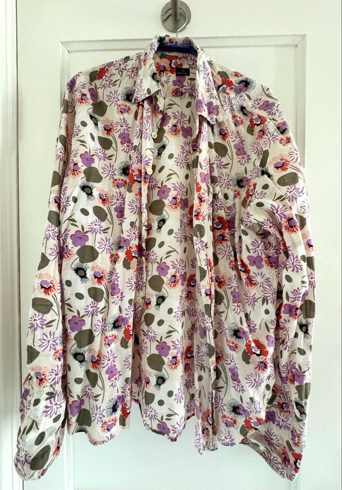 Paul Smith overhemd met bloemenprint - Maat L, Kleding | Heren, Ophalen of Verzenden, Gedragen, Meerkleurig, Halswijdte 41/42 (L)