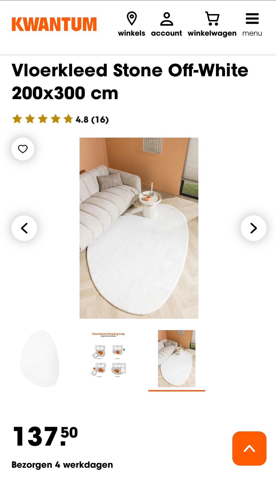 Nieuw vloerkleed stone, Ophalen, Wit, Nieuw, Minder dan 5 m²