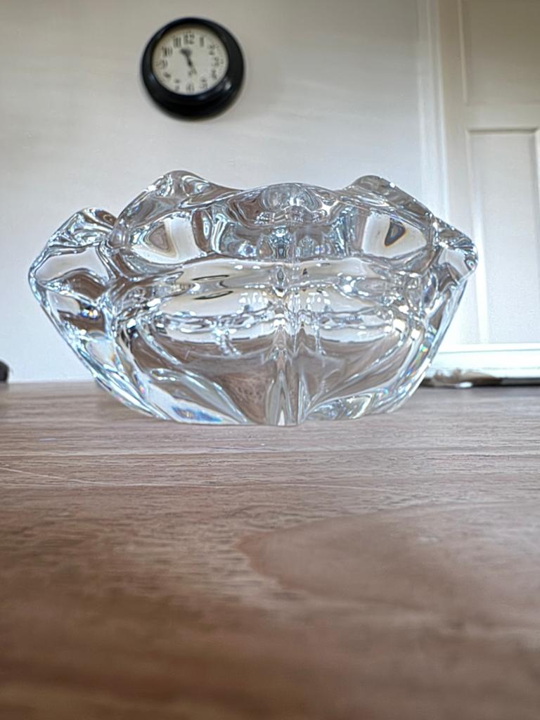 Zware vintage glazen asbak-bloemvorm, Ophalen of Verzenden, Zo goed als nieuw, Asbak