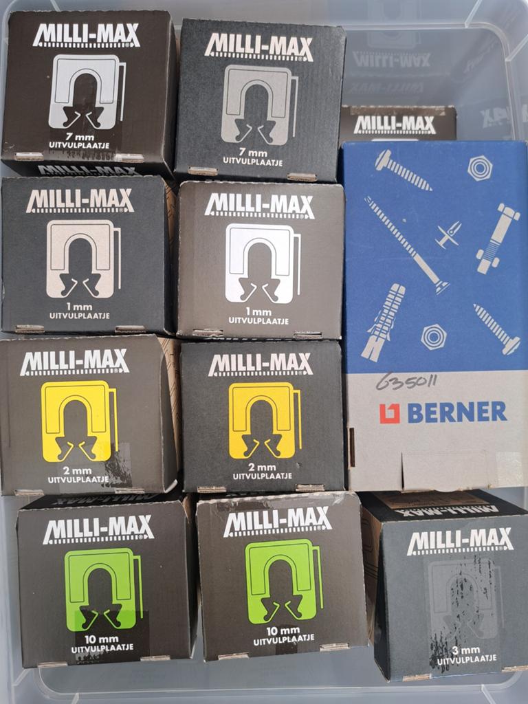 Milli-Max Uitvulplaatjes - Diverse Maten, Doe-het-zelf en Verbouw, Ophalen, Zo goed als nieuw, Minder dan 50 mm, Overige typen
