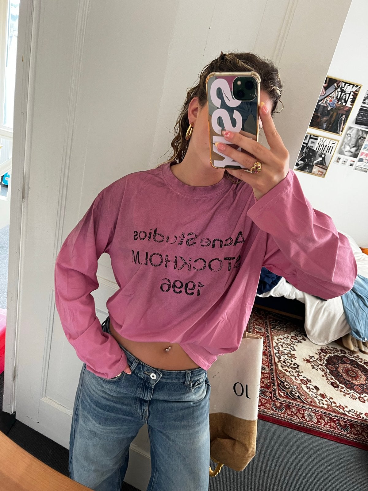 Acne Studios Lange Mouw T-shirt Roze Maat M, Kleding | Dames, Maat 38/40 (M), Nieuw, Ophalen of Verzenden, Lange mouw