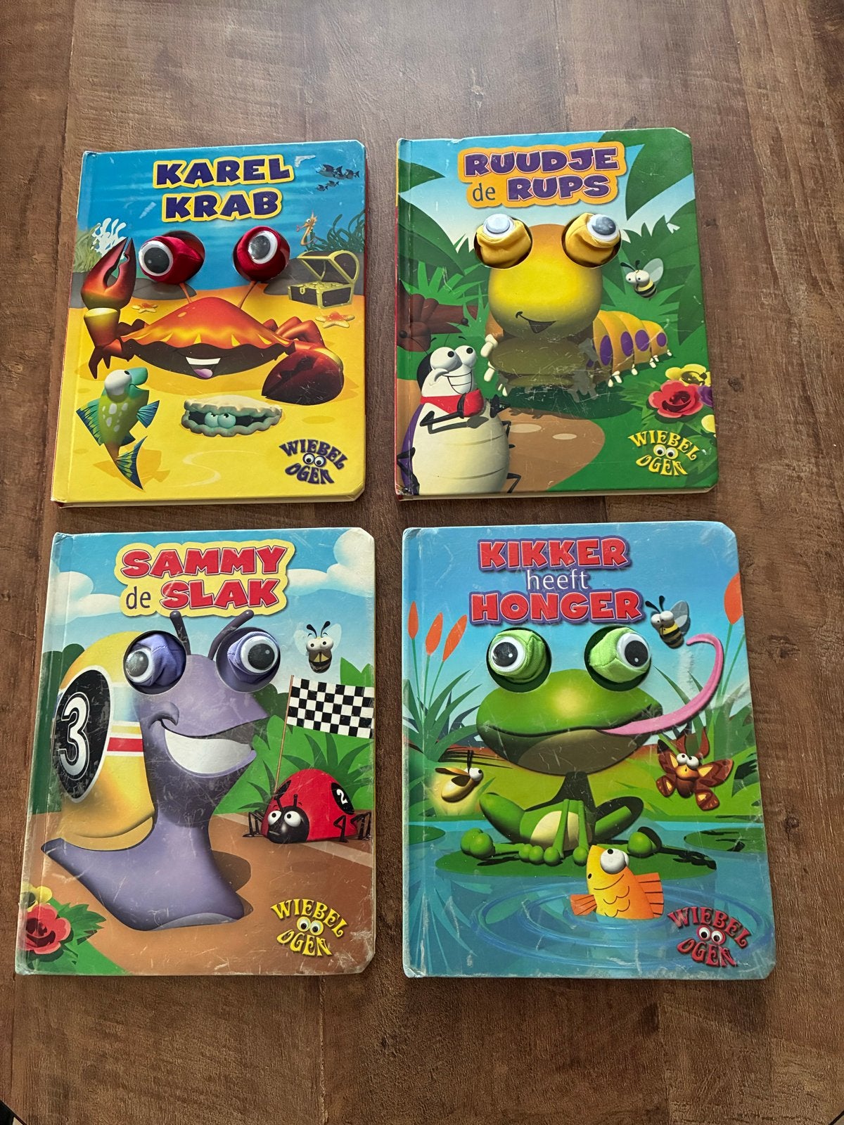 Pakket van 4 interactief Karton boekjes met wiebelogen, Ophalen of Verzenden, Gelezen, Fictie algemeen, Voorleesboek