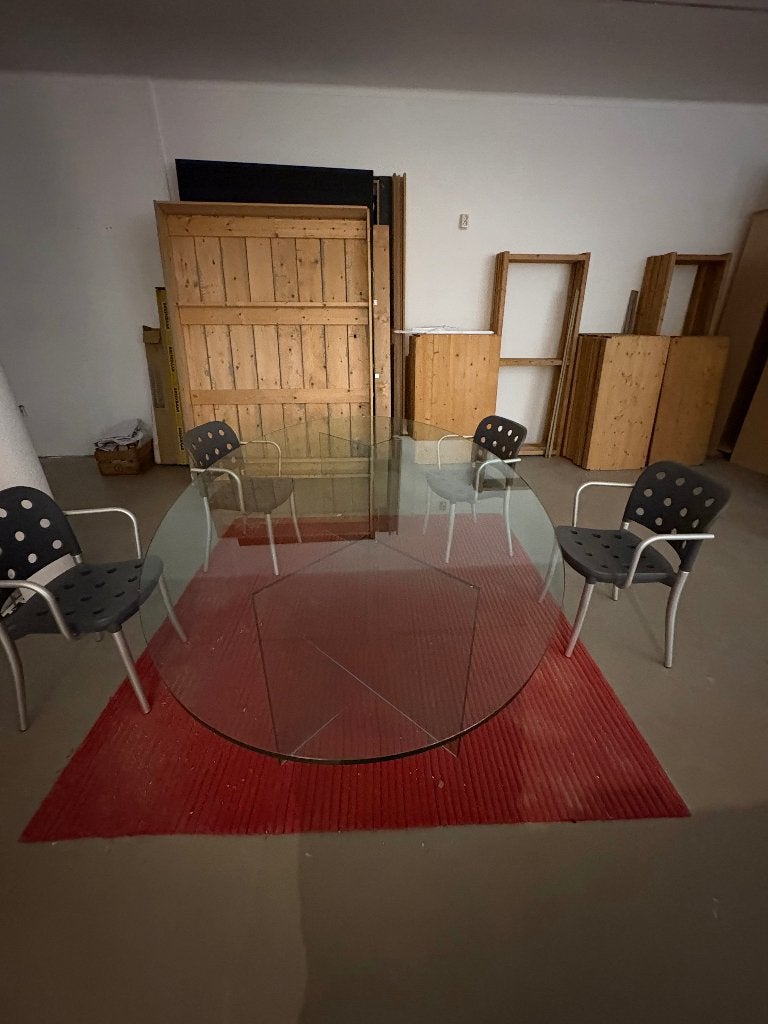 Glazen tafel, Huis en Inrichting, Ophalen, 50 – 75, Gebruikt, 200 cm of meer