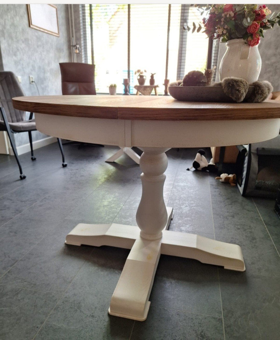 MOOIE UITSCHUIFBARE RONDE  EETKAMER TAFEL, Ophalen, Gebruikt, Rond, Landelijk