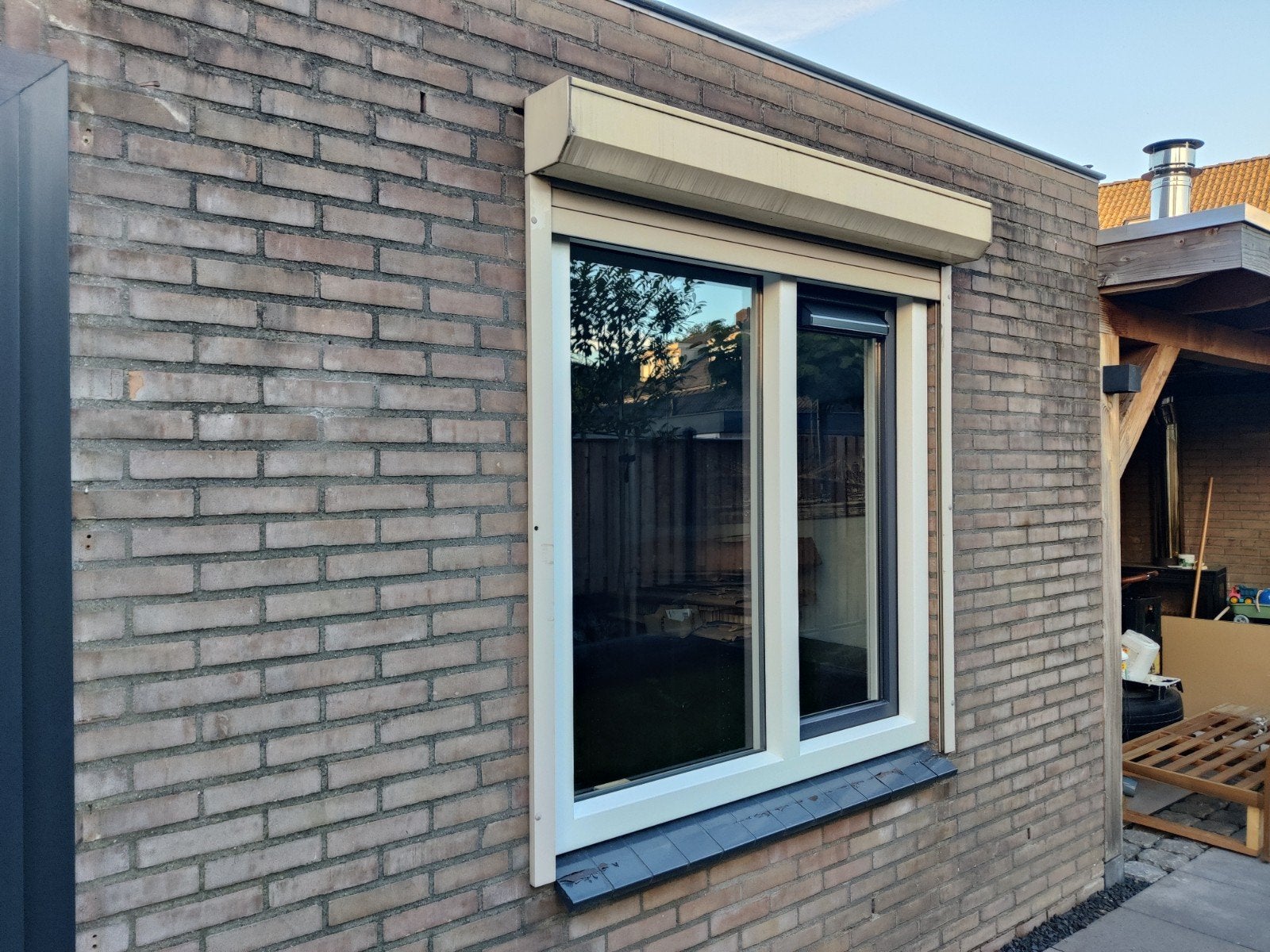 Rolluik crème/beige - met bandopwinder, Ophalen, Gebruikt, 100 tot 150 cm, Crème of Beige