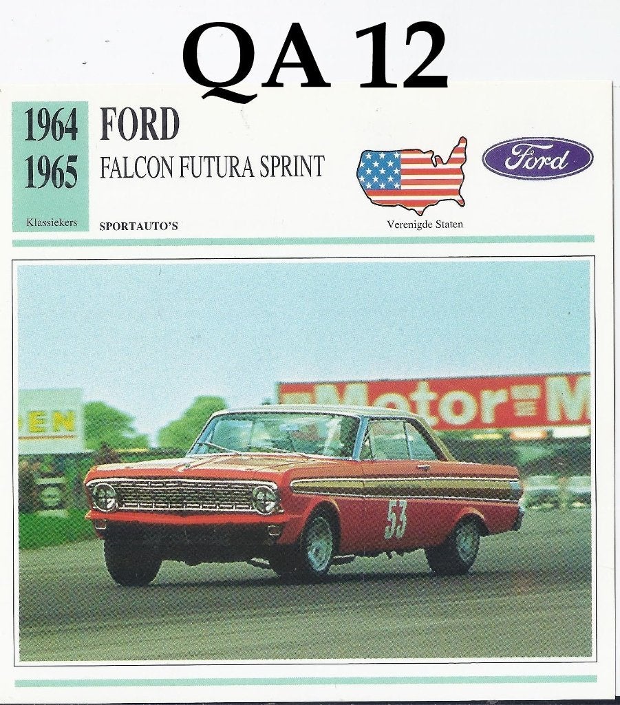 Qa12 autokaart ford falcon futura sprint 1964 / 1965, Ophalen of Verzenden, Zo goed als nieuw, Auto's