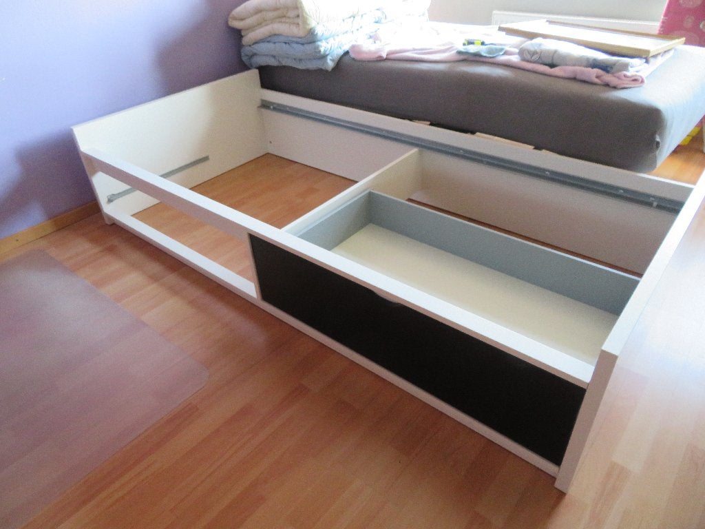 1 persoonsbed merk ODDA met onderbouw laden met matras, Ophalen, 100 cm, Eenpersoons, Zo goed als nieuw