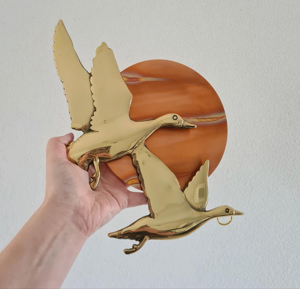 Vintage retro hollywood regency messing vogels eenden vogel, Ophalen of Verzenden, Huis en Inrichting