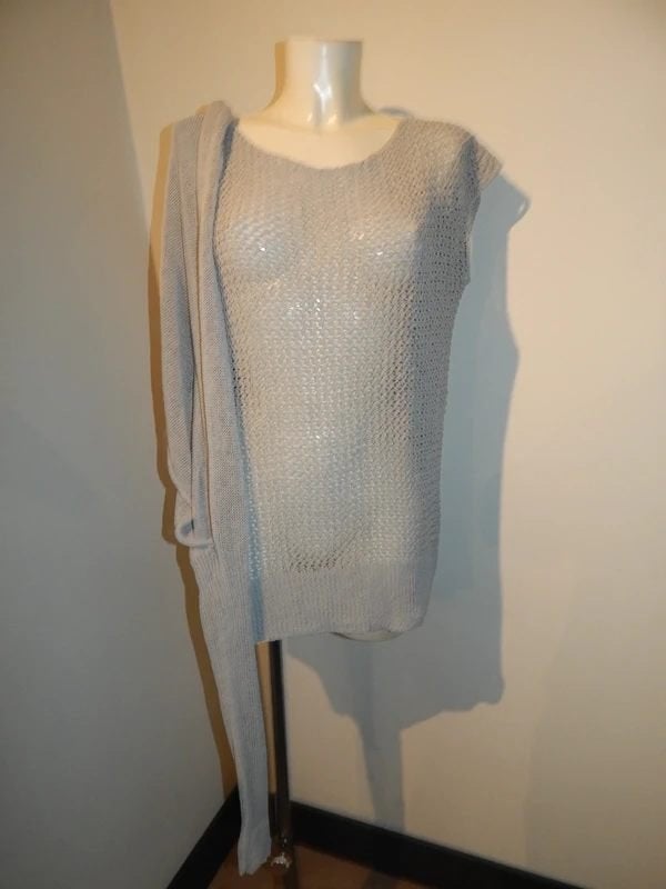 Sarah Pacini groffer gebreide trui tuniek 1 mouw open One si, Verzenden, Sarah Pacini, Maat 46/48 (XL) of groter, Zo goed als nieuw