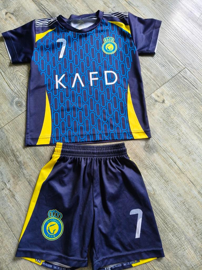 Voetbaltenue van all Nassar, Ronaldo, maat 116, Ophalen of Verzenden, Zo goed als nieuw, Jongen of Meisje, Sport- of Zwemkleding