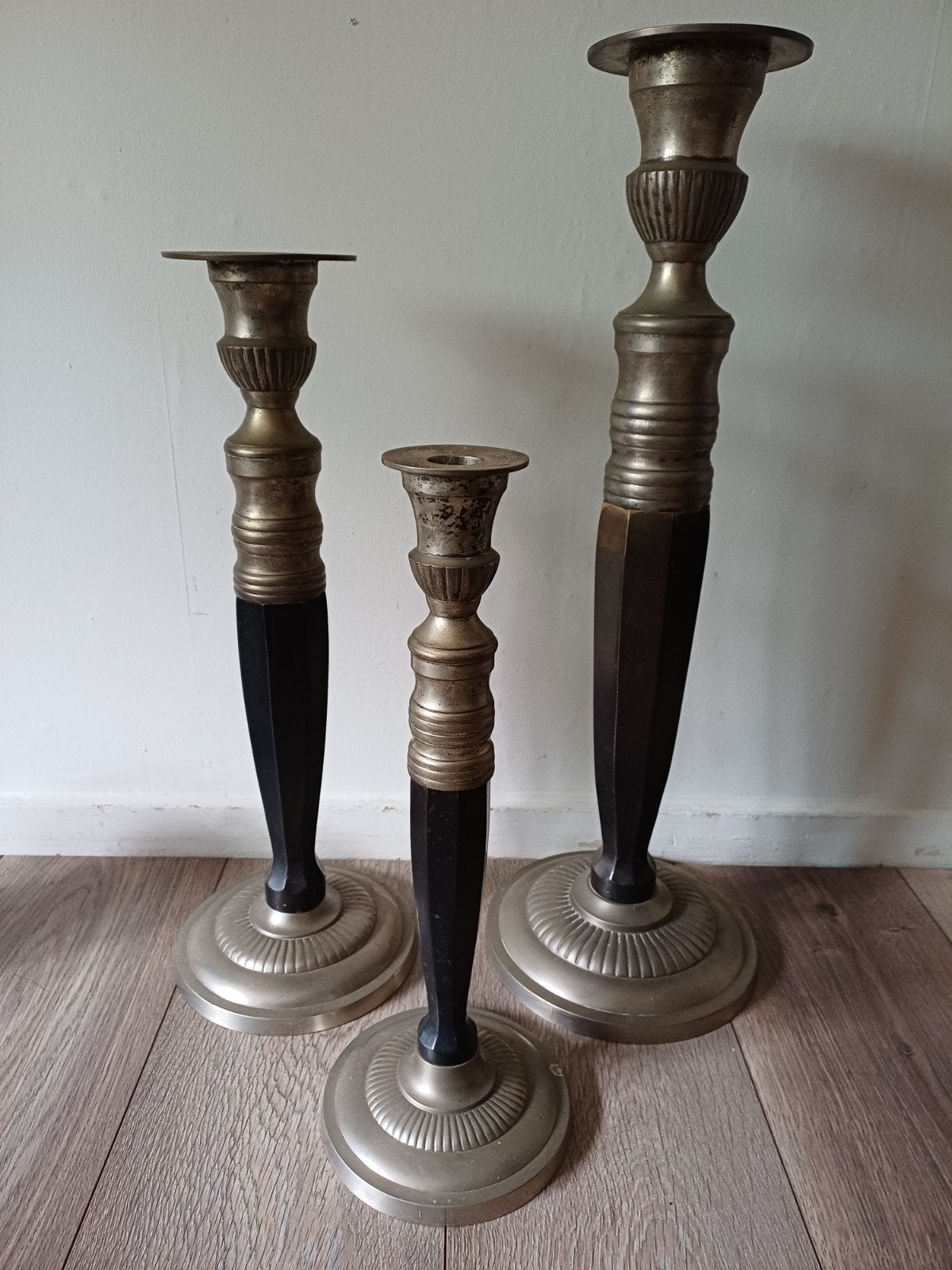 Set vam 3 kandelaars hoog/groot, Ophalen of Verzenden, Koper of Brons