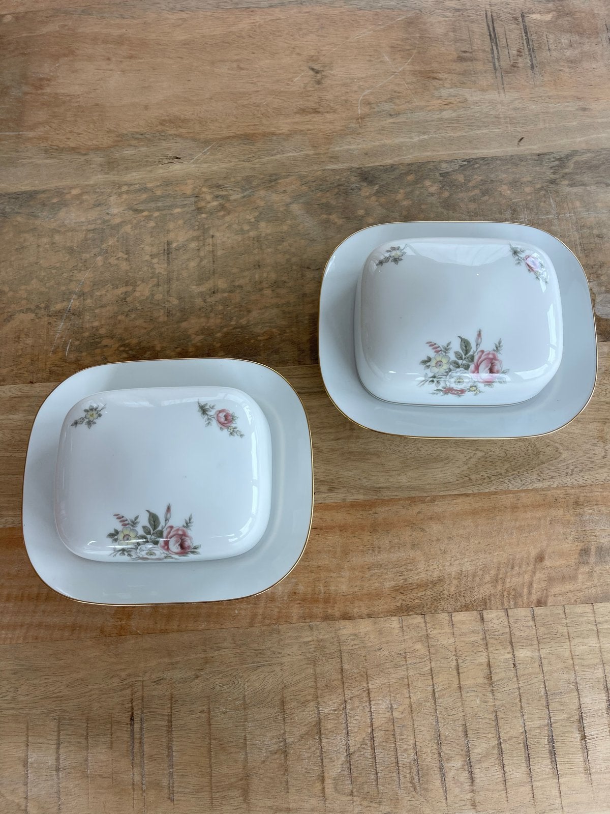 Vintage Johann Haviland Bavaria botervloten met rozen, Ophalen of Verzenden