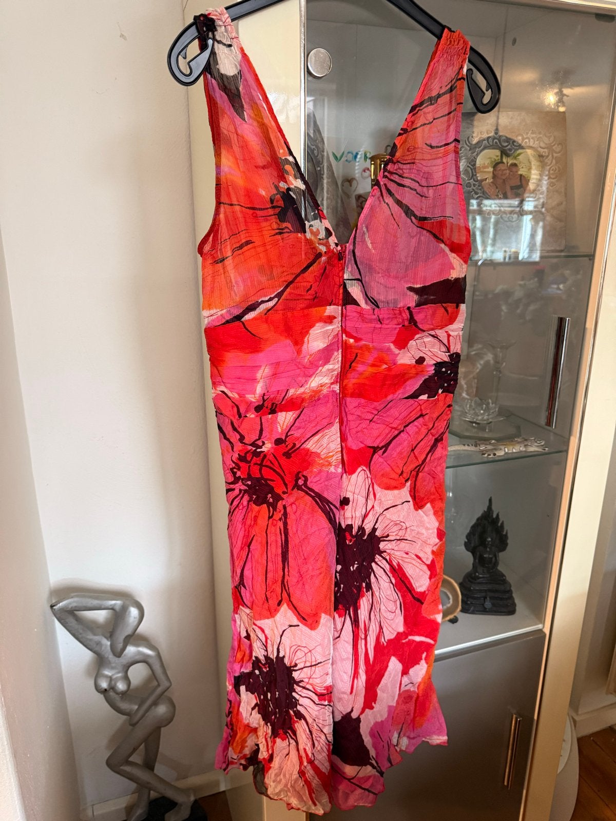 Vera Mont Zijden Jurk met Bloemenprint - Maat 40, Maat 38/40 (M), Ophalen of Verzenden, Zo goed als nieuw, Knielengte