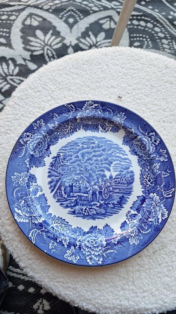 Enoch Woods Engels Scenery Bord - Blauw en Wit, Ophalen