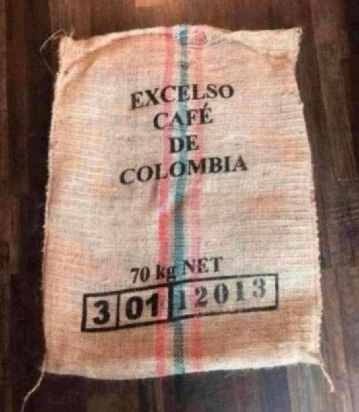 Jute zak van koffiemerk uit colombia - koffiezak, Hobby en Vrije tijd, Stoffen en Lappen, Zo goed als nieuw, Ophalen of Verzenden