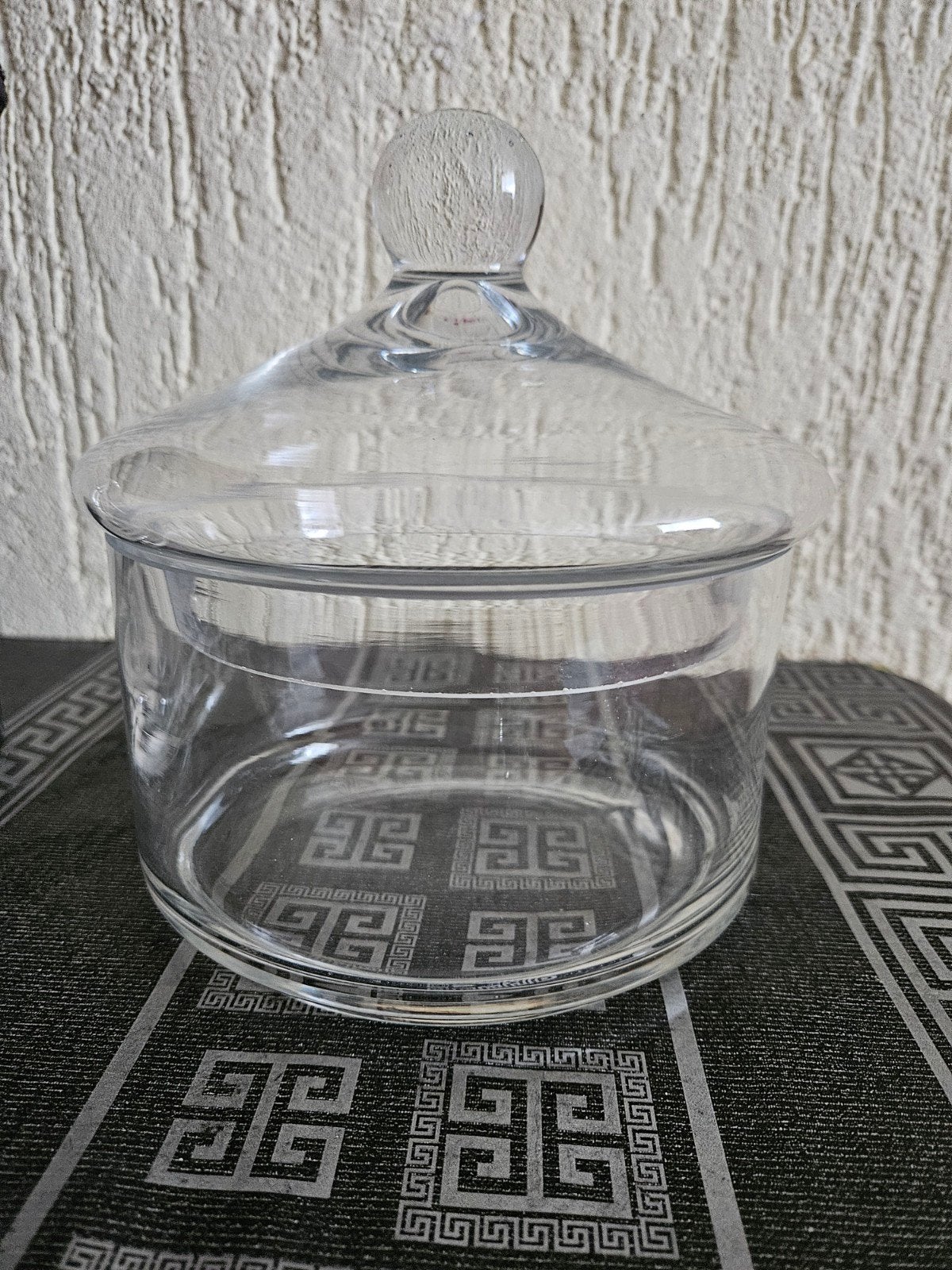 Glazen pot met deksel - Decoratieve opberger, Ophalen, Zo goed als nieuw, Modern, Wit