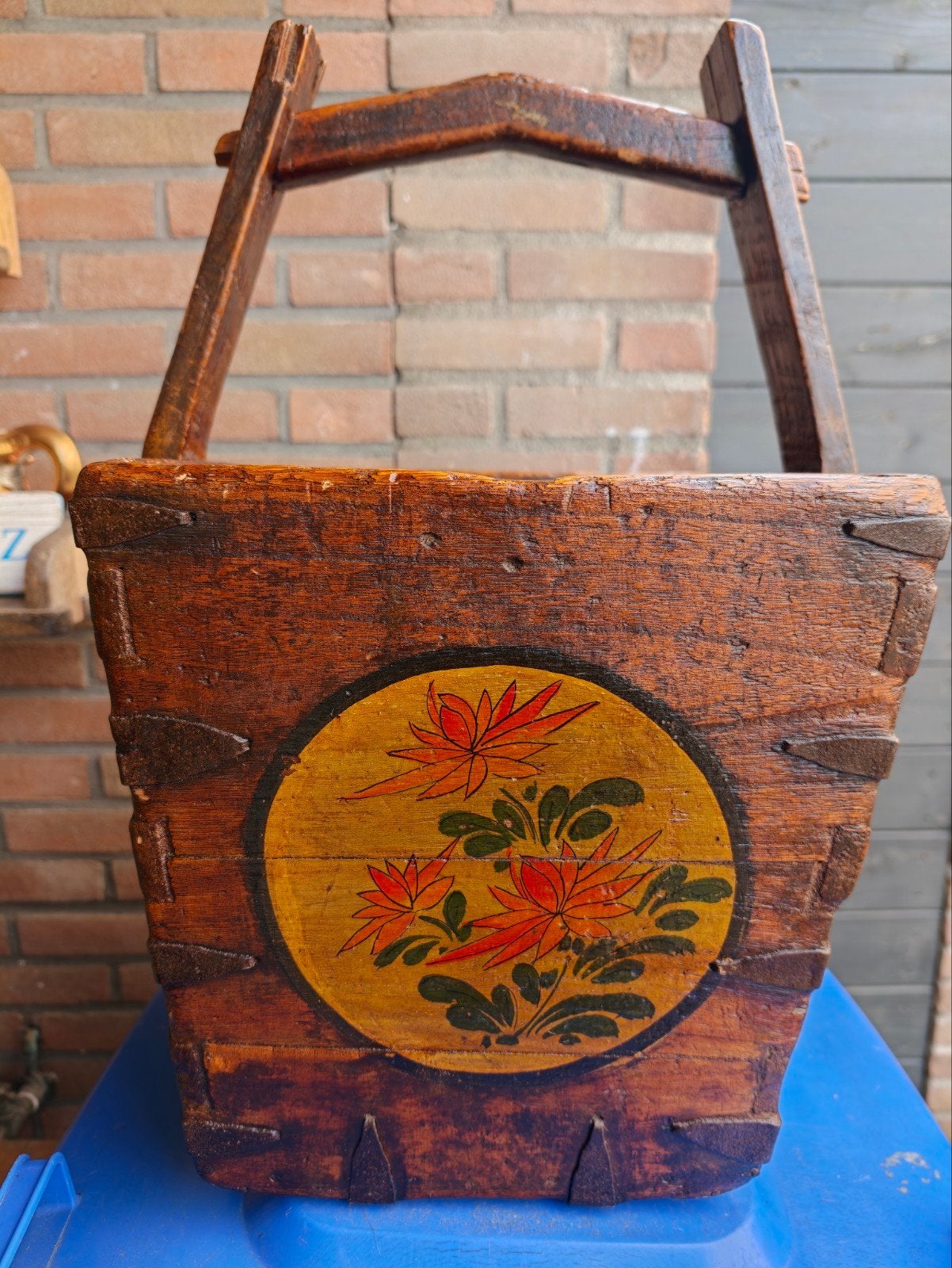 Unieke Antieke Chinese Rijstbak met Handbeschilderd Decor, Ophalen of Verzenden