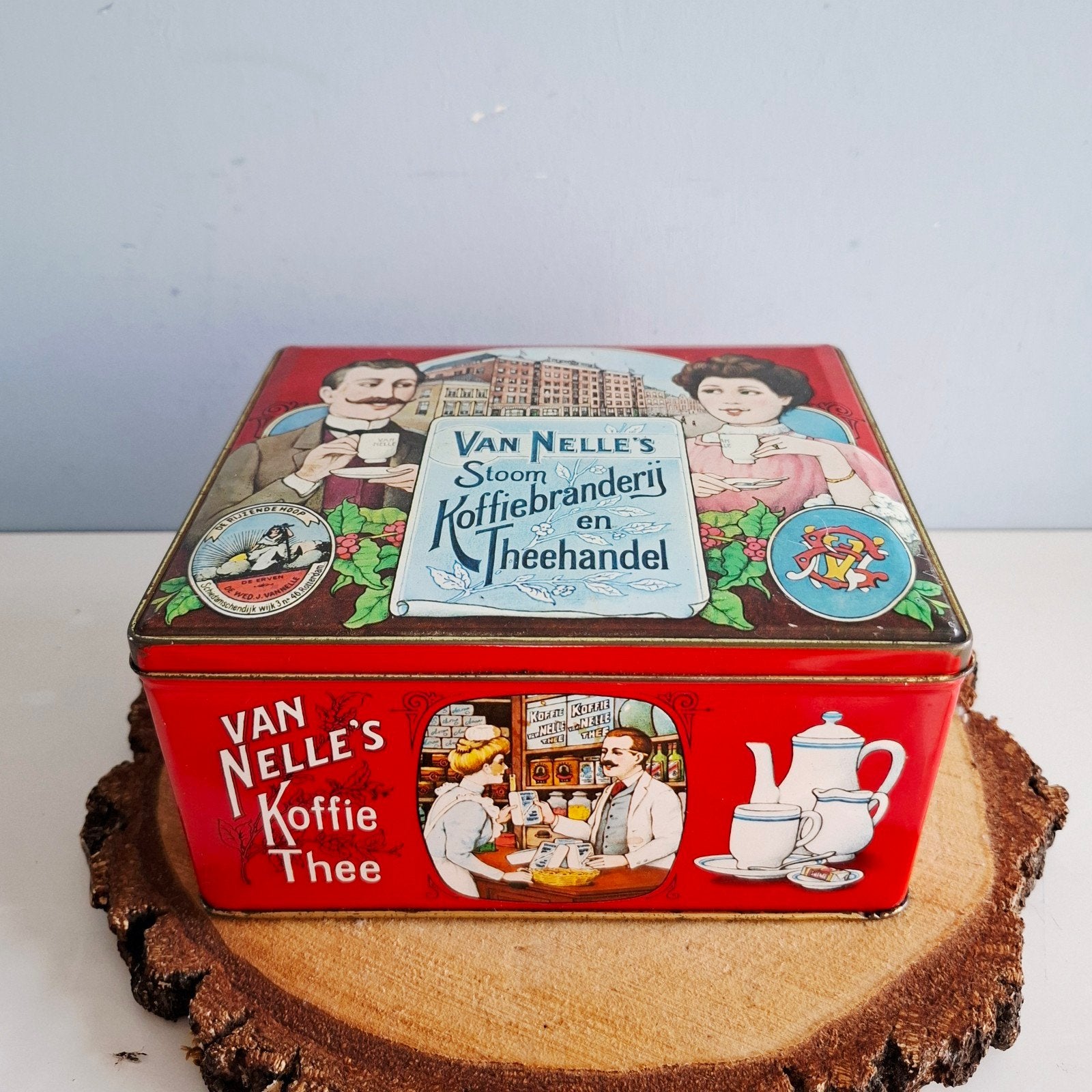 Vintage Van Nelle's koffie en thee blik, Ophalen of Verzenden, Gebruikt, Koffie, Van Nelle