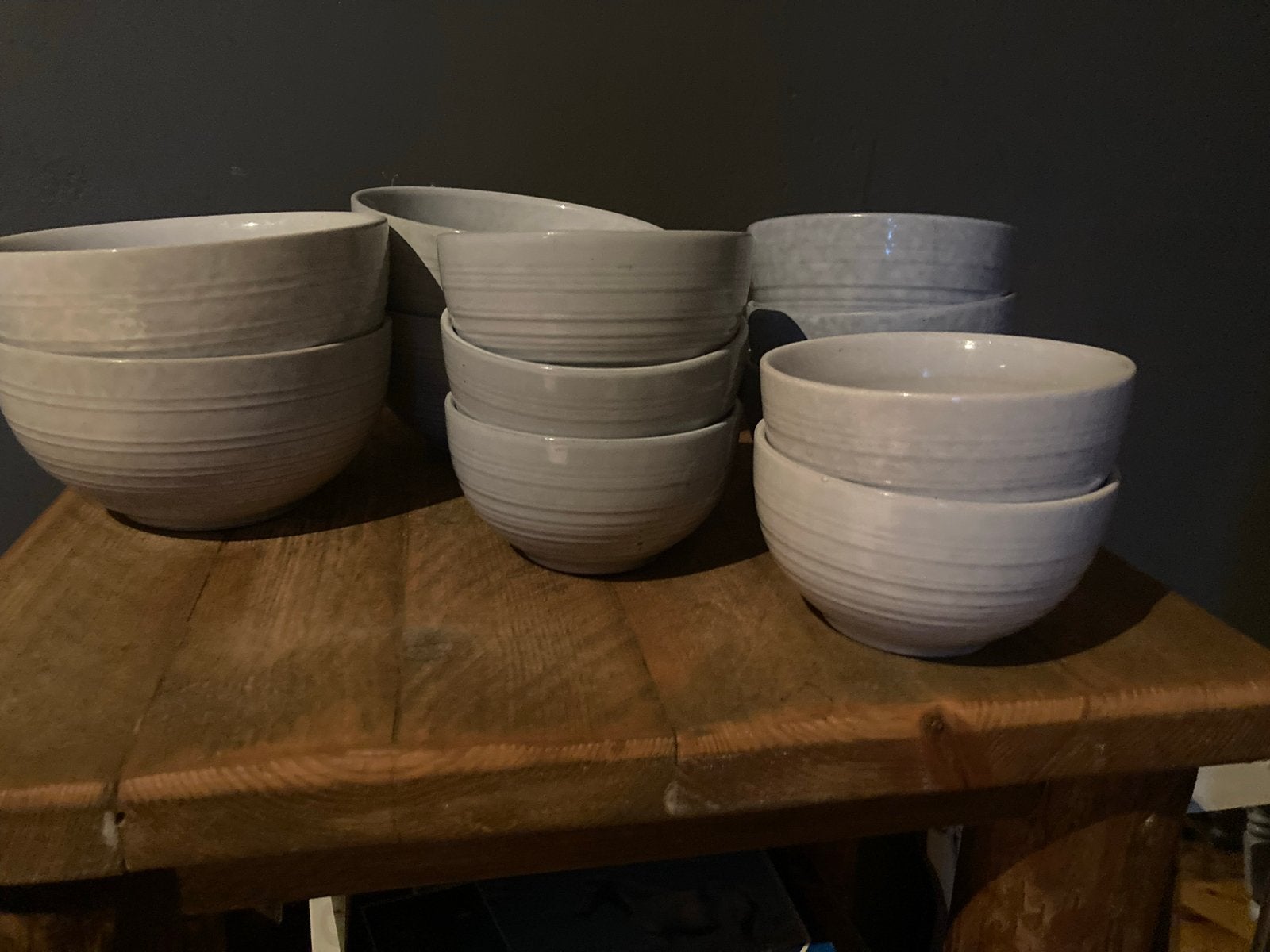 12 kommen/schalen grijs/blauw - 4 grote, 8 kleine, Ophalen of Verzenden, Zo goed als nieuw, Kom(men), Overige stijlen