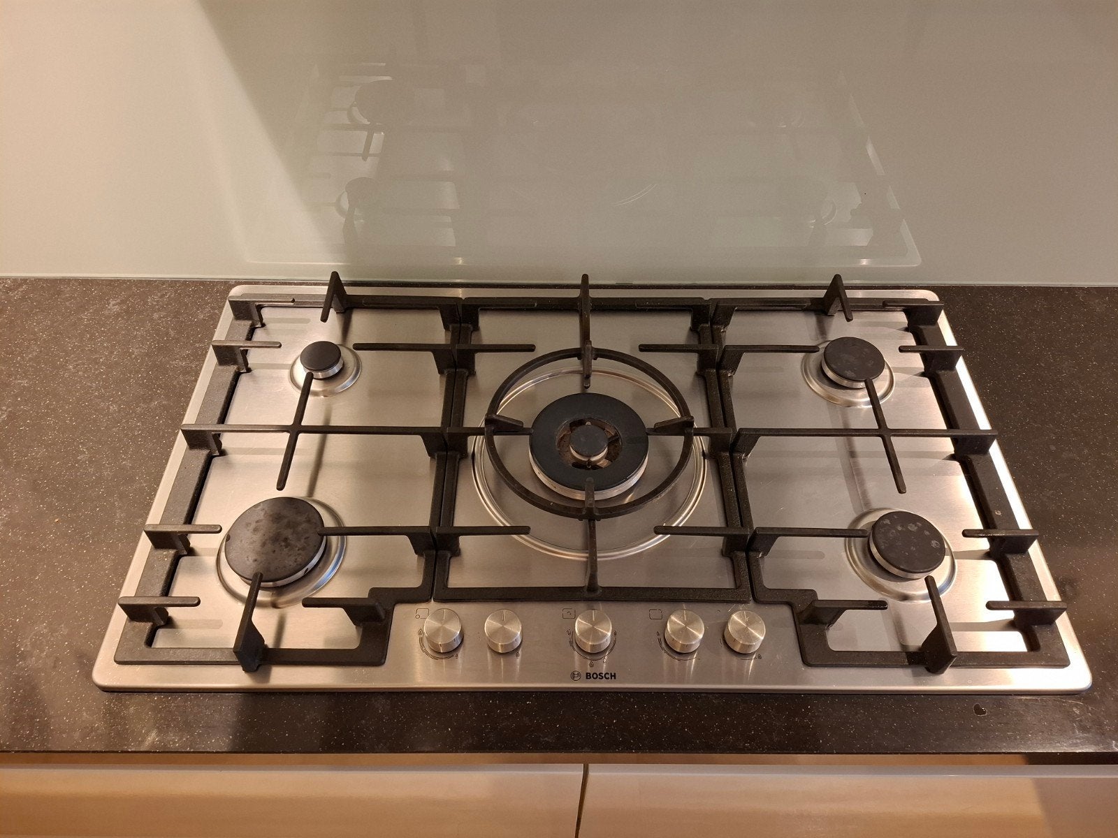 Bosch Gaskookplaat 90cm PCR915C91N/28 - 5 Pitten, Ophalen, Gebruikt, Inbouw, Gas