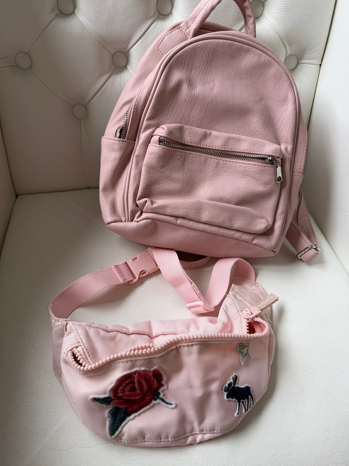 Roze rugzak en heuptasje set -, Overige merken, Gebruikt, Minder dan 30 cm, Ophalen of Verzenden