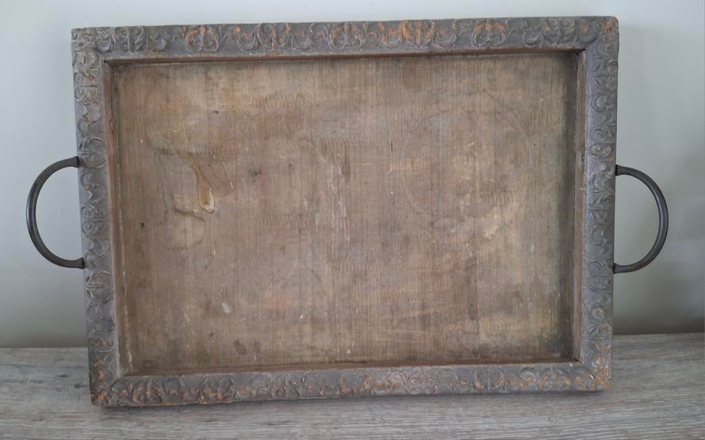 Antiek houten dienblad met handvatten 58 x 38 cm, Antiek en Kunst, Ophalen