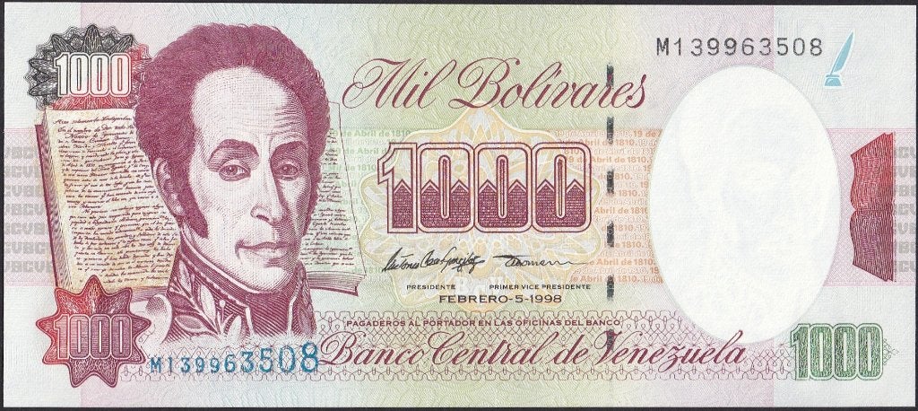 Venezuela 1000 bolivares 1998 aUNC p.76c (# 311), Verzenden, Zuid-Amerika, Los biljet