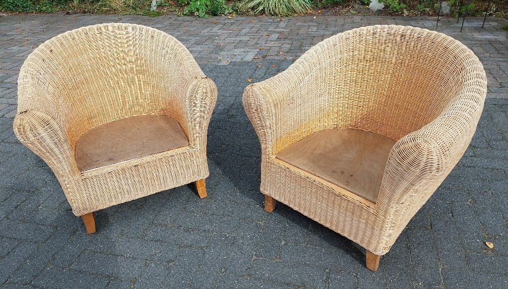 Twee rieten fauteuils - vintage look, Ophalen, Gebruikt, Twee, Overige kleuren
