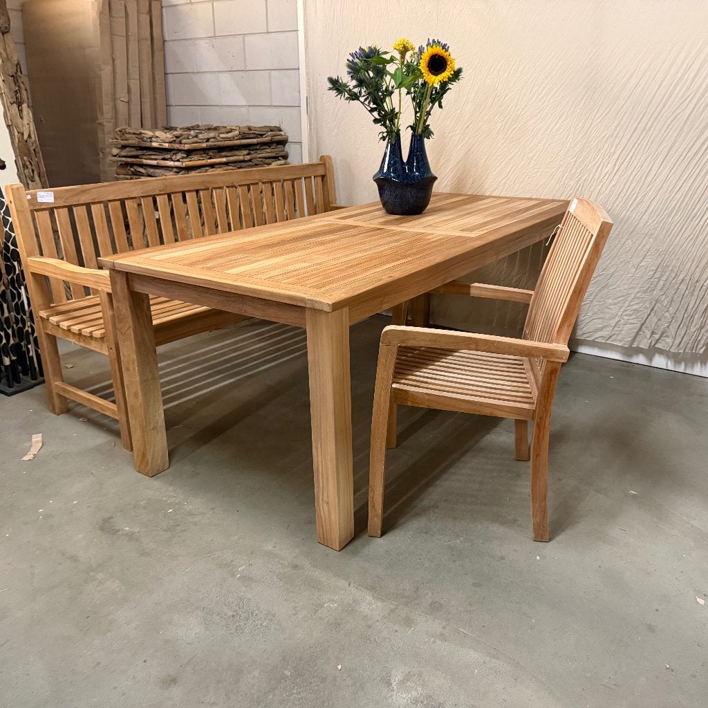 teakhouten tuintafel - 200 x 90 cm - Gratis bezorgd, TTM Wonen, Meubels – (Perzische) Tapijten en Woonaccessoires, Taag 63, 2491 CS, Den Haag (Forepark)