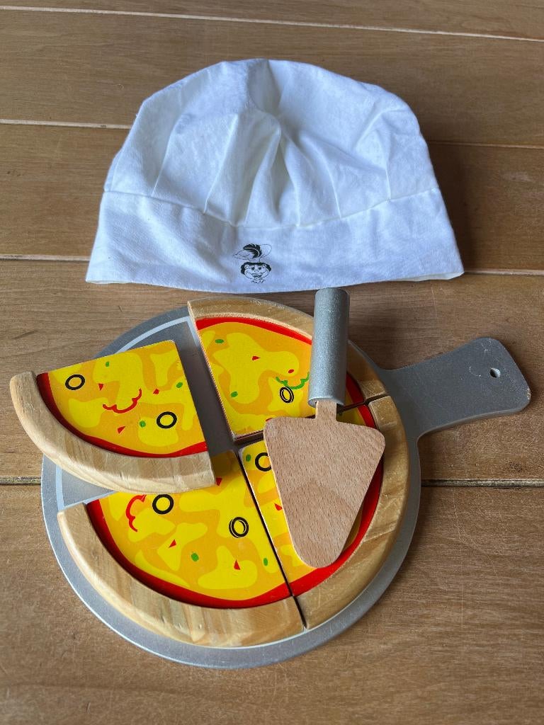 Kinder speelgoed houten pizza, Ophalen of Verzenden, Gebruikt, Meubelstuk of Keukentje