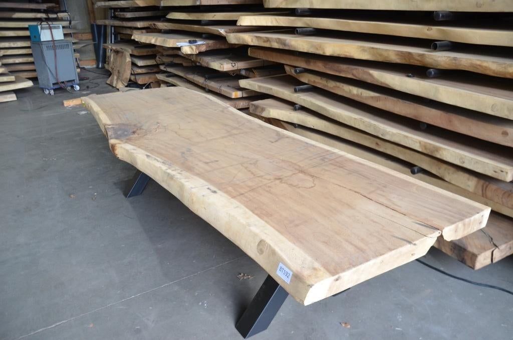 Suar boomstamtafel 300 cm-  BT192 – 3 m boomstamtafel, Verzenden, Metaal, Rechthoekig, Nieuw