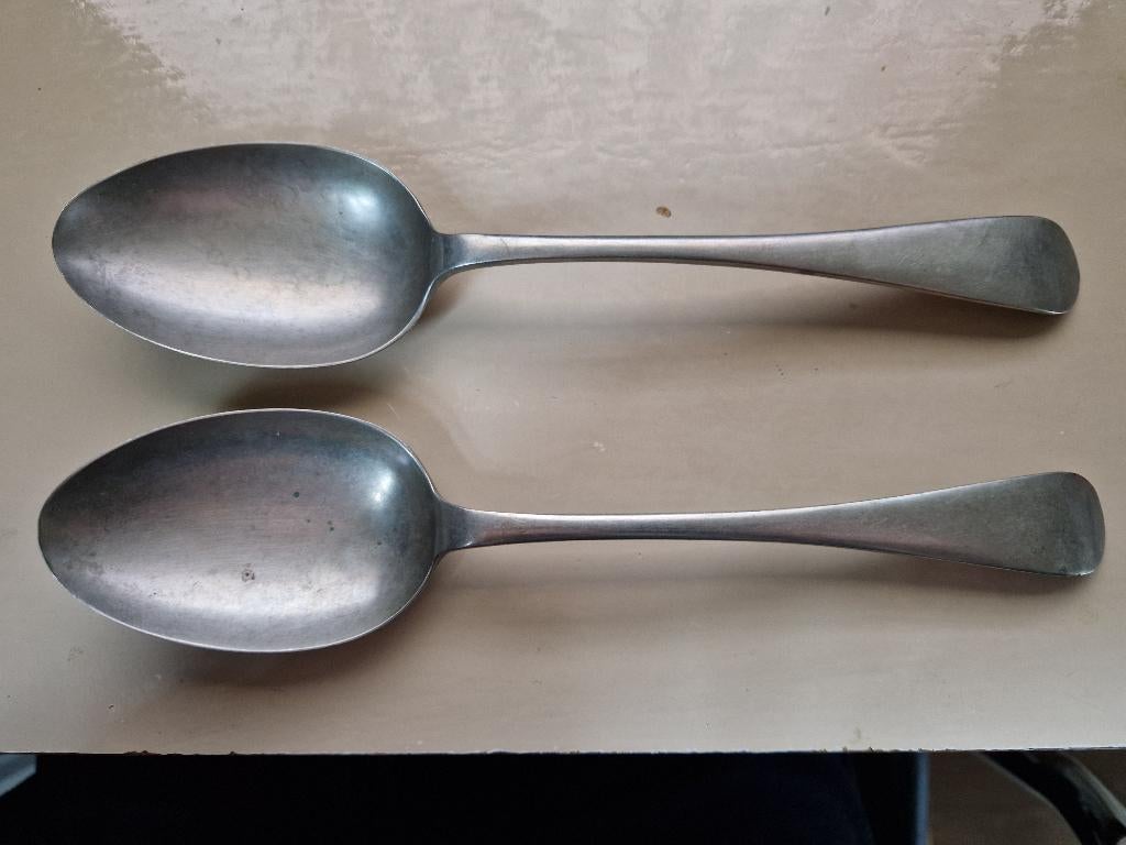 2 Antieke Christopher Johnson & Co plated opscheplepels., Antiek en Kunst, Antiek | Bestek, Ophalen of Verzenden