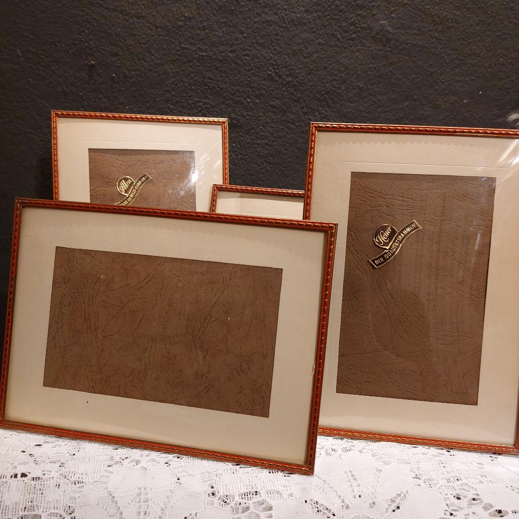 mooie fotolijst met koperen lijst, bol glas en passe partout, Ophalen of Verzenden