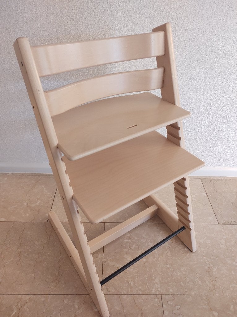 Stokke Tripp Trapp white wash / naturel / hout., Ophalen, Gebruikt, Meegroeistoel, Aanschuifbaar
