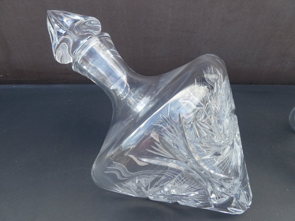 Boheems Kristallen puntkaraf / decanter, Ophalen of Verzenden