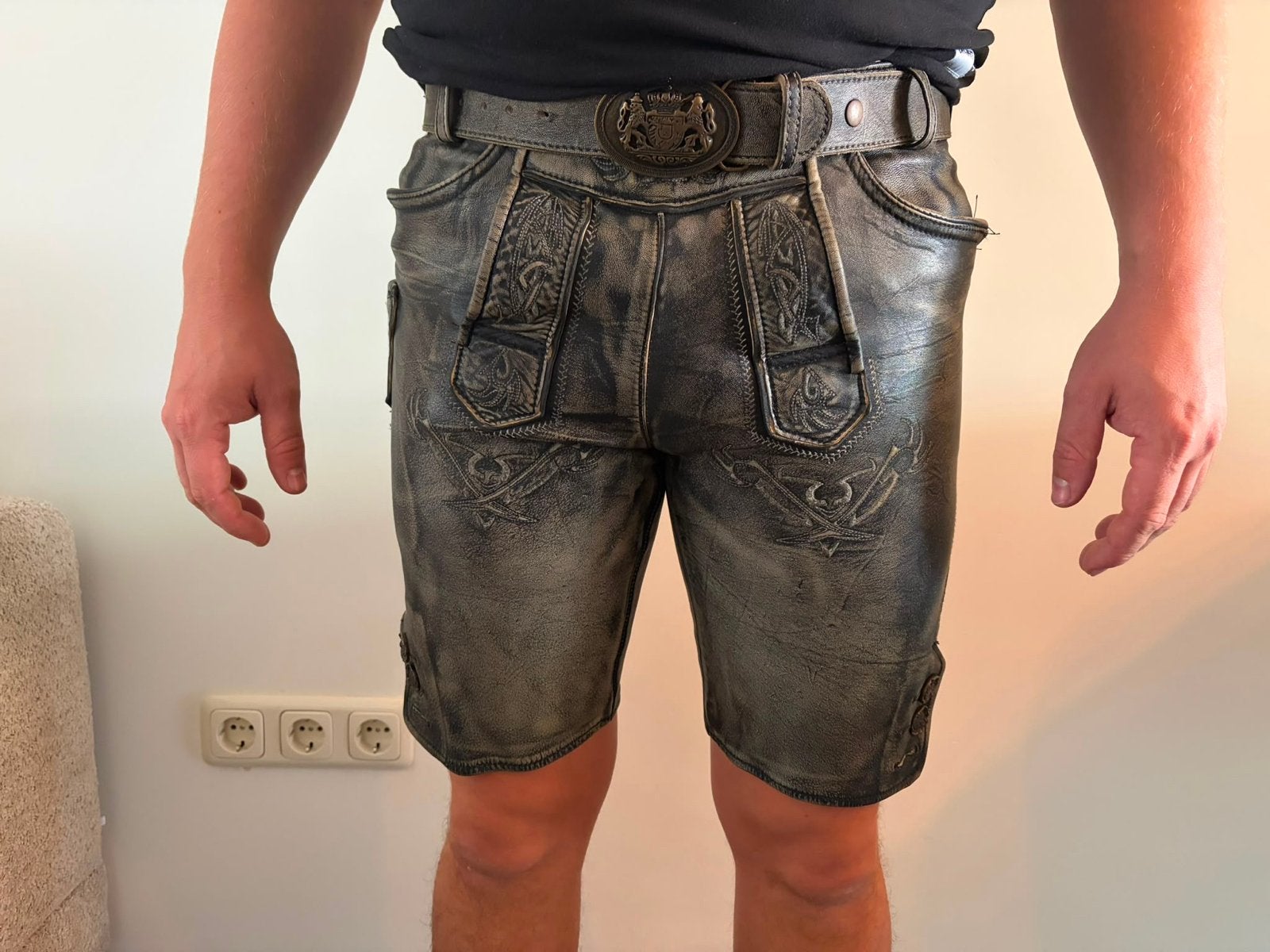 Lederhose maat 44 (S) van Maddox, Kleding | Heren, Ophalen, Zo goed als nieuw, Maat 46 (S) of kleiner, Grijs
