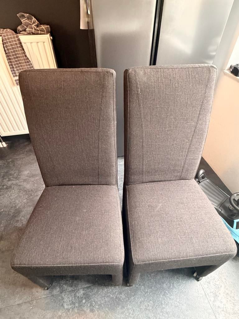 4 eetkamerstoelen met wielen - Antraciet/Zwart, Ophalen, Gebruikt, Twee, Zwart