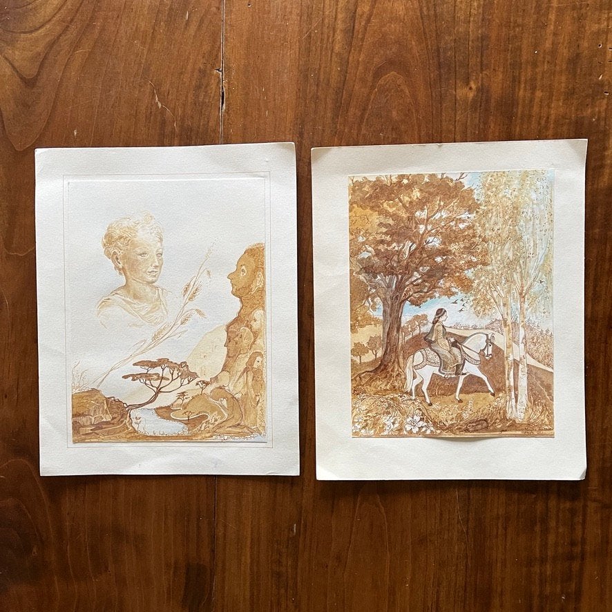 Twee aquarellen, Ophalen of Verzenden