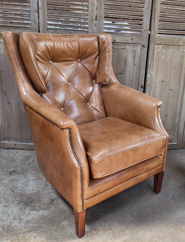 Chesterfield fauteuil Pemberton in cognac kleur leer, Huis en Inrichting, Ophalen of Verzenden, Zo goed als nieuw, 50 tot 75 cm