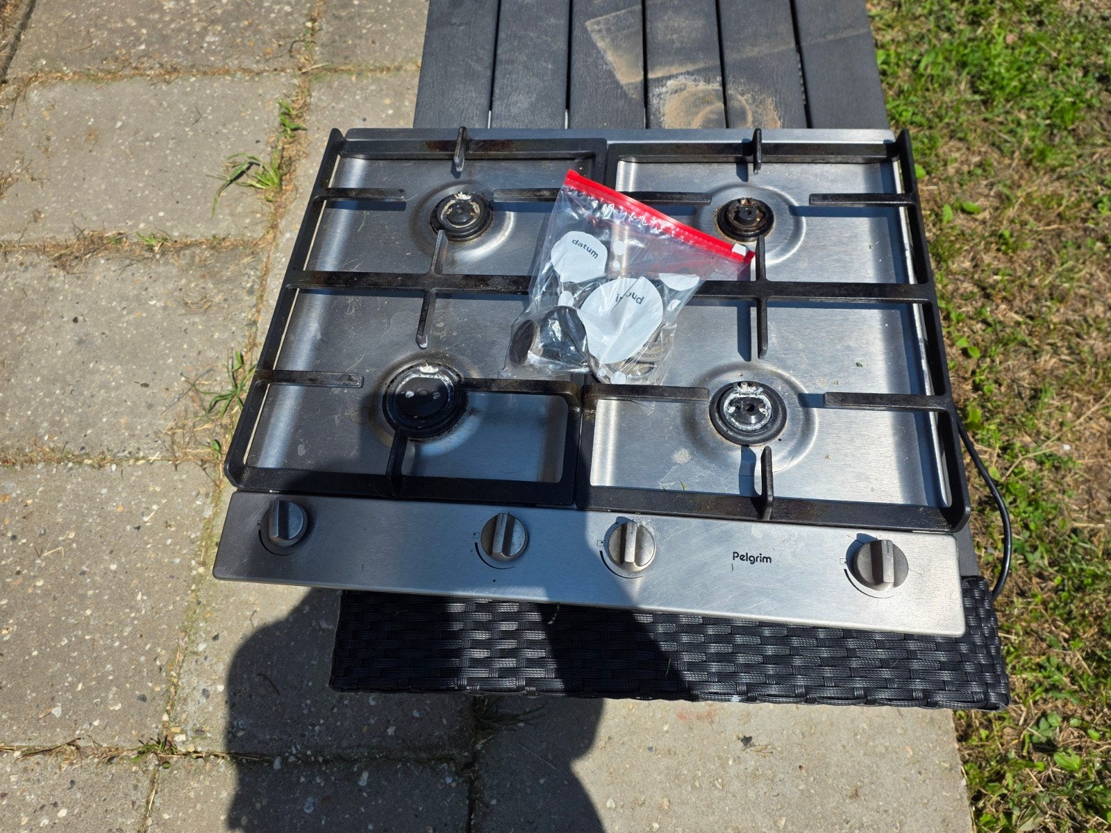 Pelgrim Inbouwkookplaat 4 Pits met Gietijzeren Pannendragers, Ophalen, Gebruikt, 4 kookzones, Inbouw