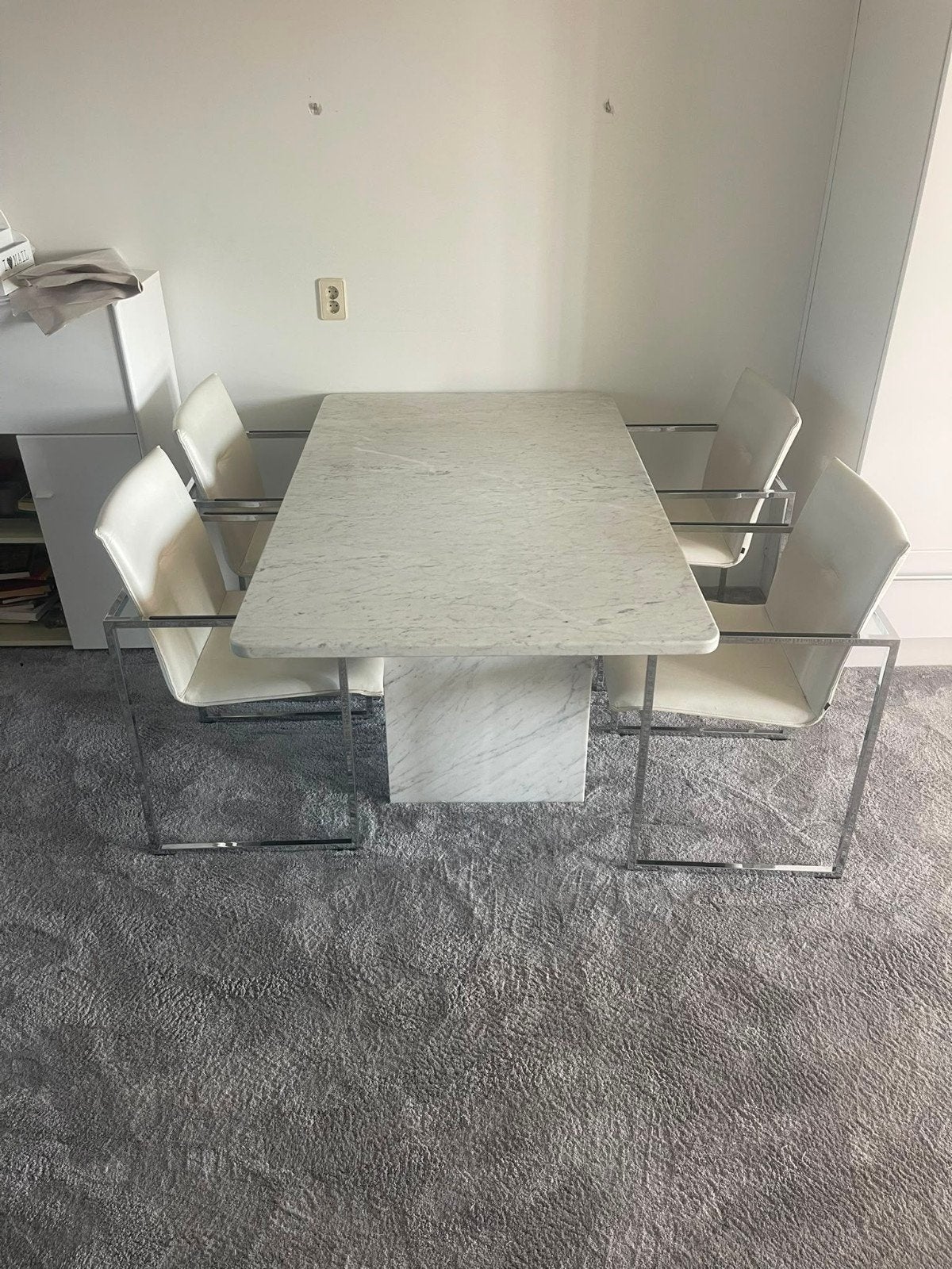 Vintage Design Eethoek: marmeren tafel, 4 Arco Frame stoelen, Huis en Inrichting, Ophalen, ., ., .