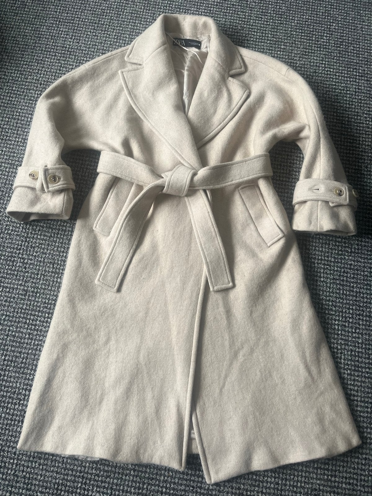 Zara wollen jas M met vlindermouwen en Manteco wol, Ophalen of Verzenden, Zo goed als nieuw, Maat 38/40 (M), Beige