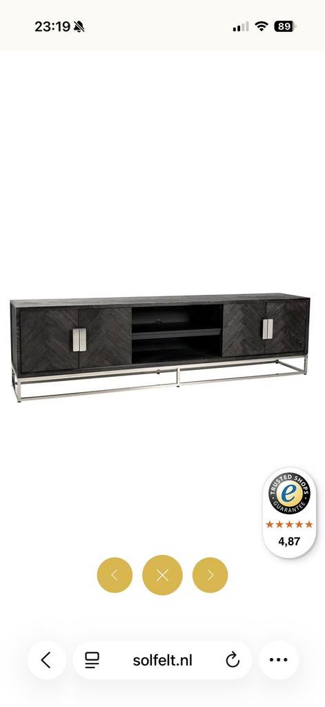 Richmond Interiors Blackbone TV-meubel Silver black rustic, Huis en Inrichting, Kasten | Dressoirs, Ophalen, Zo goed als nieuw