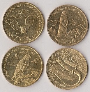 Polen lot 2 2 zlote bescherdme fauna, Verzenden, Polen, Setje