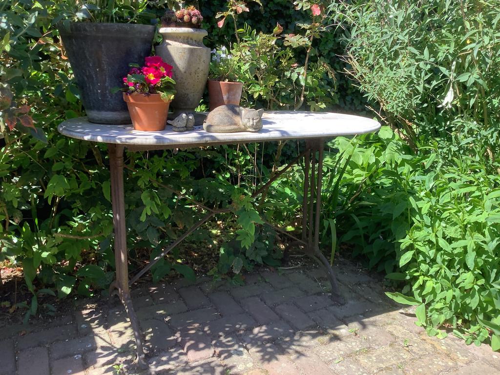 Tuintafel, Tuin en Terras, Tuintafels, Ophalen, Gebruikt, Ovaal, Metaal
