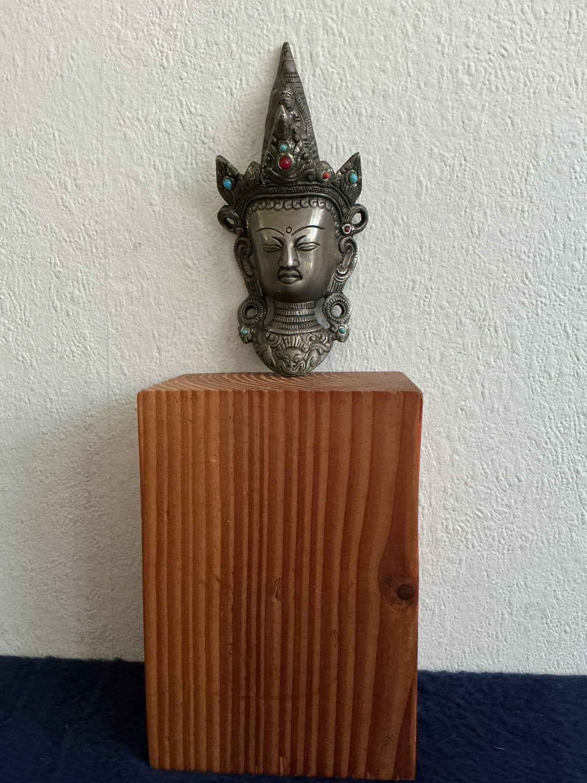 Maitreya Buddha face- 19 cm, Antiek en Kunst, India, Grijs, Ophalen of Verzenden, Metaal