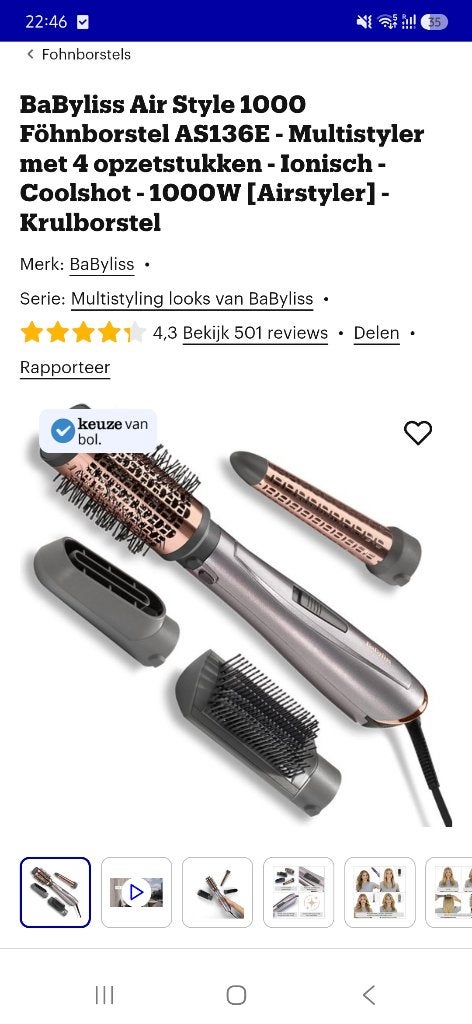 Babyliss fohnborstel, Ophalen, Zo goed als nieuw, Krultang of Stijltang